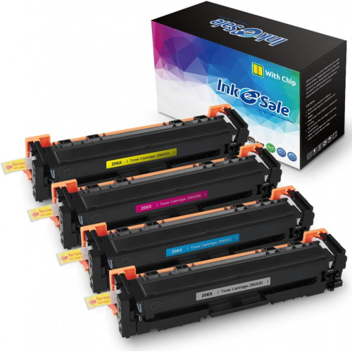 INK E-SALE Replacement for HP 206X Toner Cartridge 4 Color Set  (With Chip)